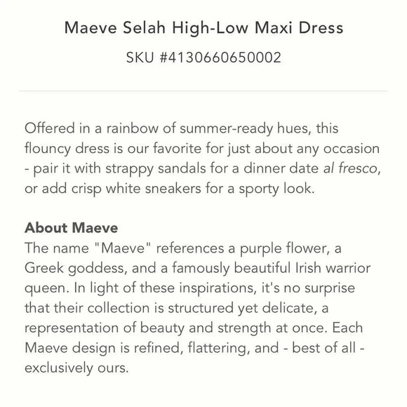NWT! ANTHOLOGIE Maeve Selah High-Low Maxi Dress - Picture 7 of 9